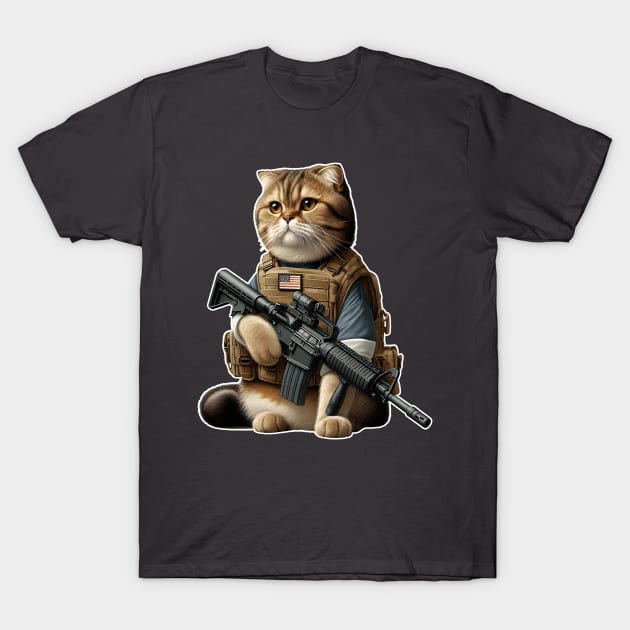 Tactical Cat T-Shirt by Rawlifegraphic